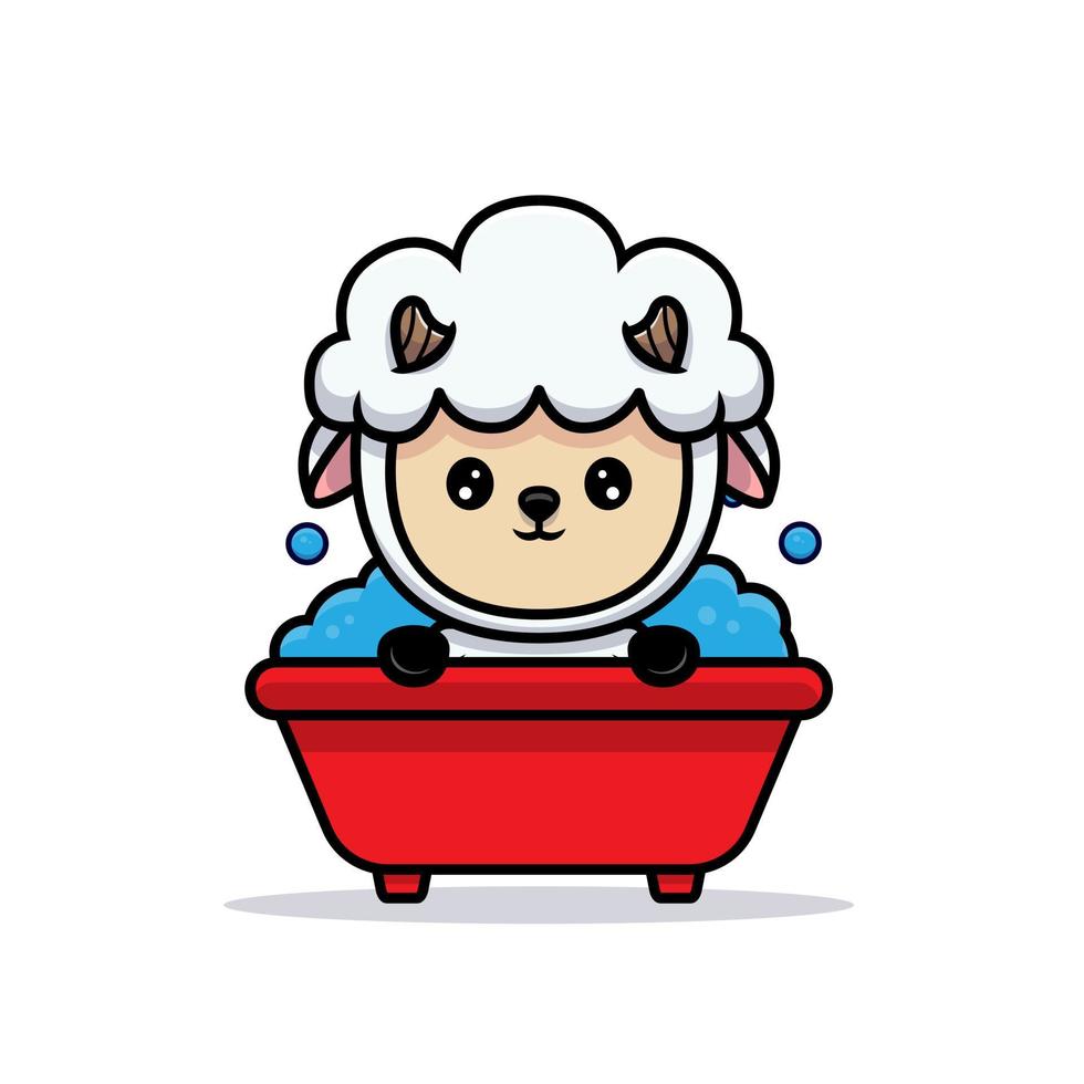 disegno di pecore carine all'interno della vasca da bagno vettore