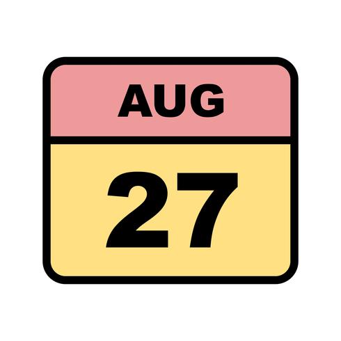 27 agosto Data in un calendario per un solo giorno vettore
