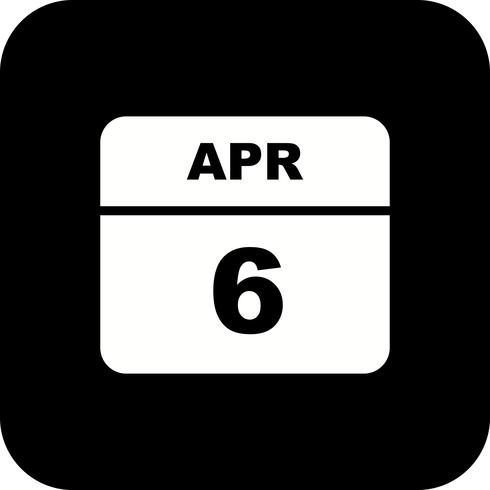 6 aprile Data su un calendario per un solo giorno vettore