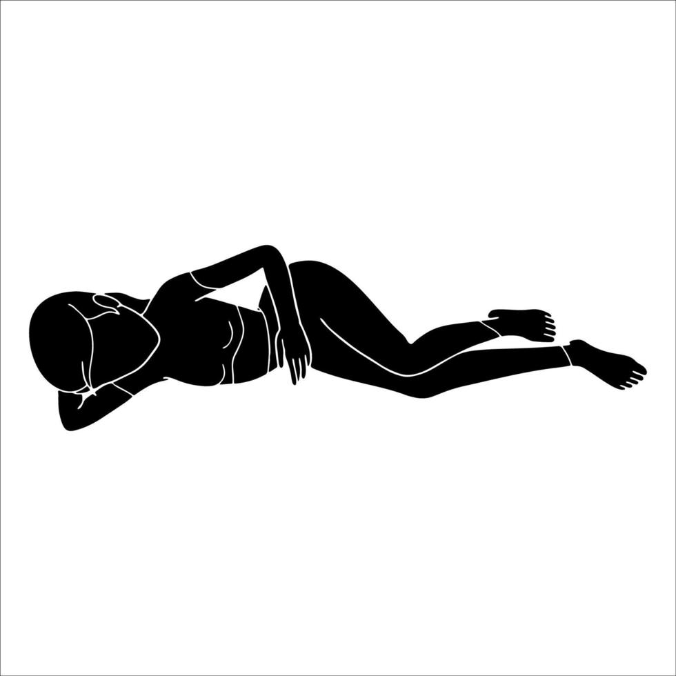 donne sdraiate sul pavimento silhouette personaggio piatto su sfondo bianco. vettore