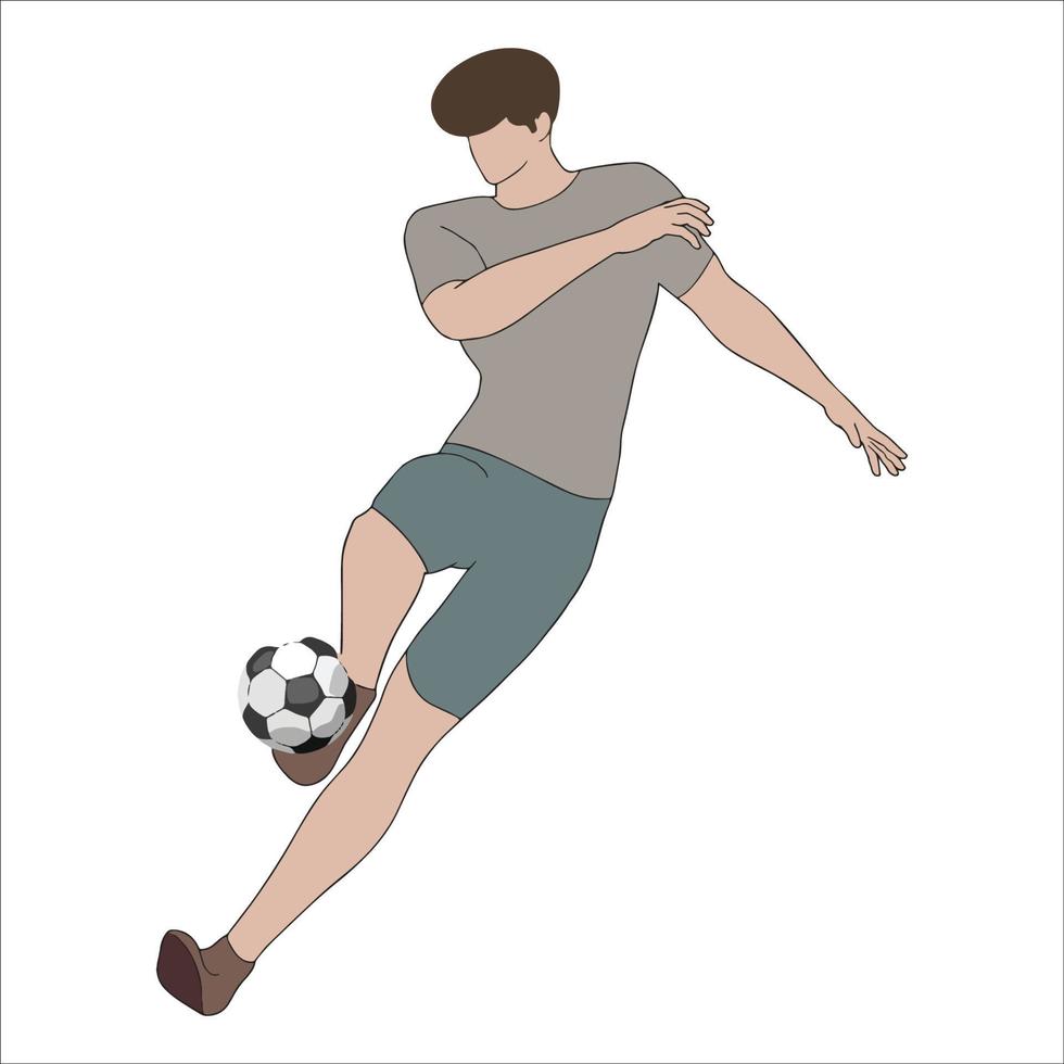 semplice cartone animato di uomini che giocano a calcio illustrato su sfondo bianco. vettore