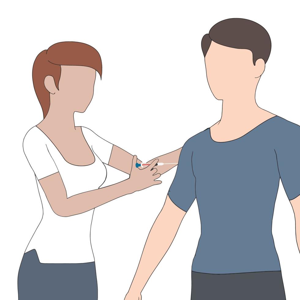 illustrazione vettoriale disegnata a mano di vaccinazione.