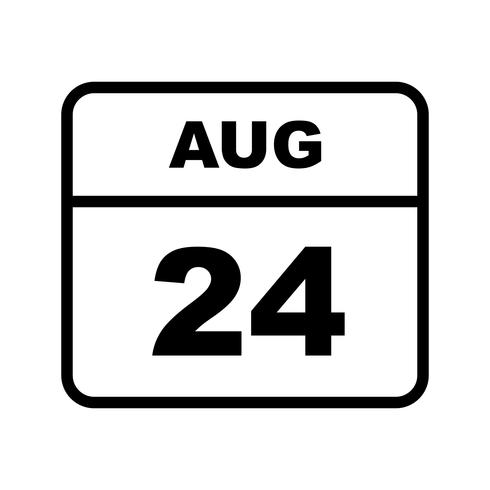 24 agosto Data su un calendario per un solo giorno vettore