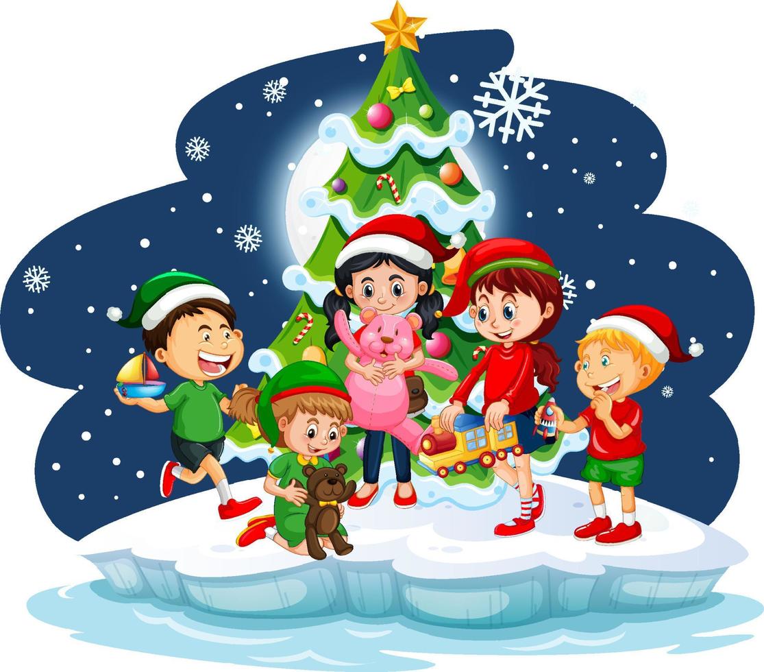 notte nevosa con bambini in tema natalizio vettore