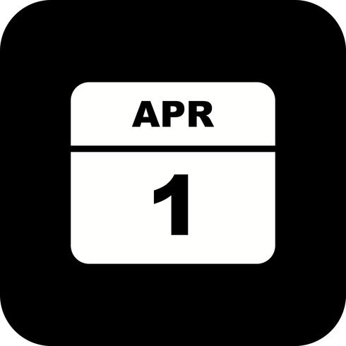 1 ° aprile Data in un giorno unico calendario vettore