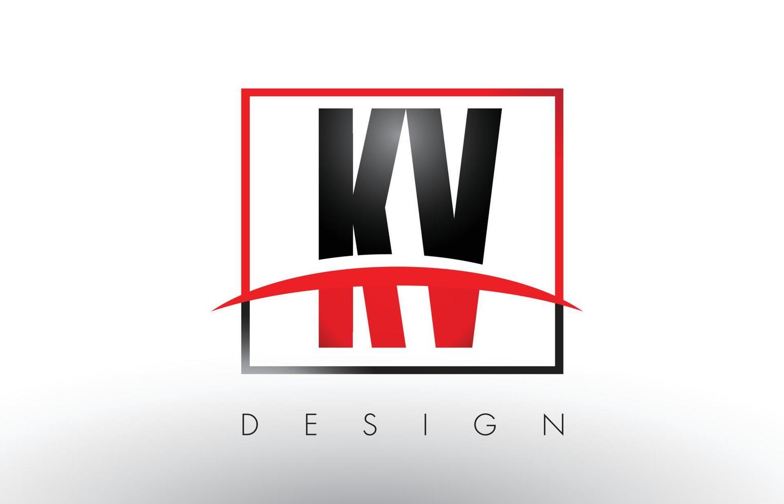 lettere del logo kv kv con colori rosso e nero e swoosh. vettore