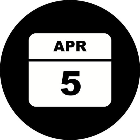 5 aprile Data su un calendario per un solo giorno vettore
