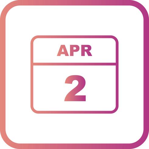 2 aprile Data in un giorno unico calendario vettore