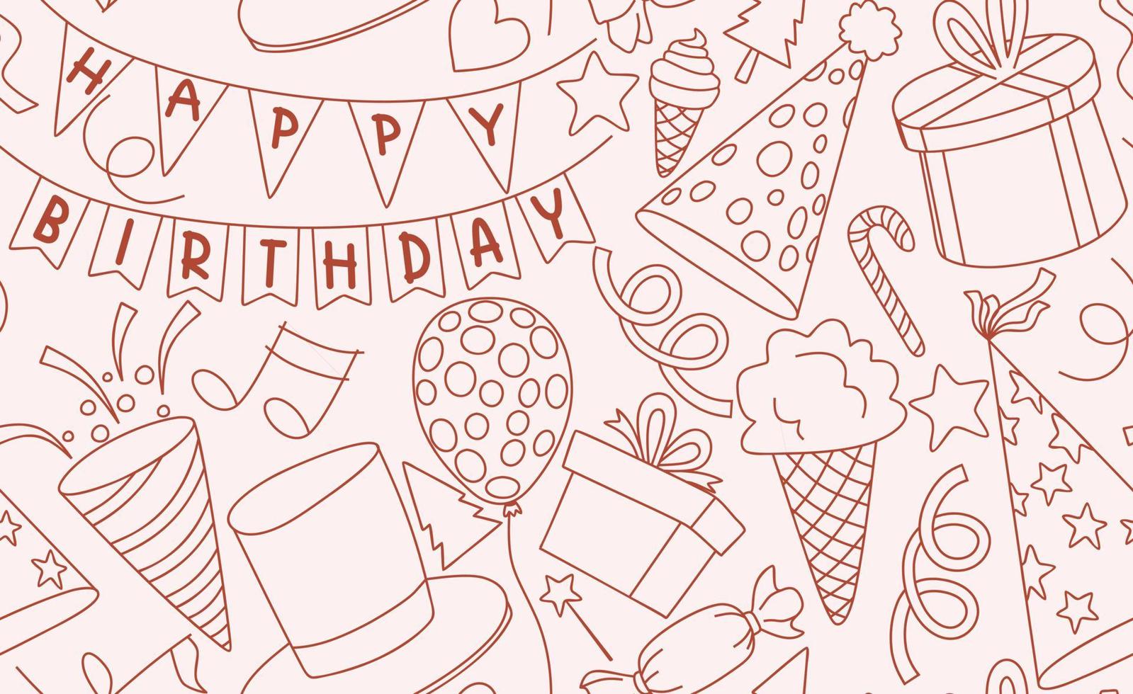 modello senza cuciture di compleanno doodle disegnato a mano vettore