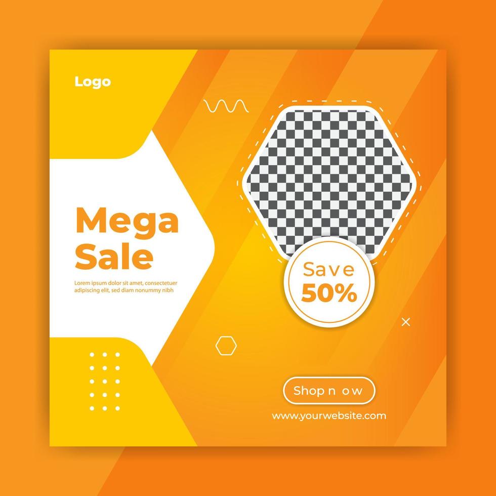 astratto mega vendita giallo social media marketing post design premium vector