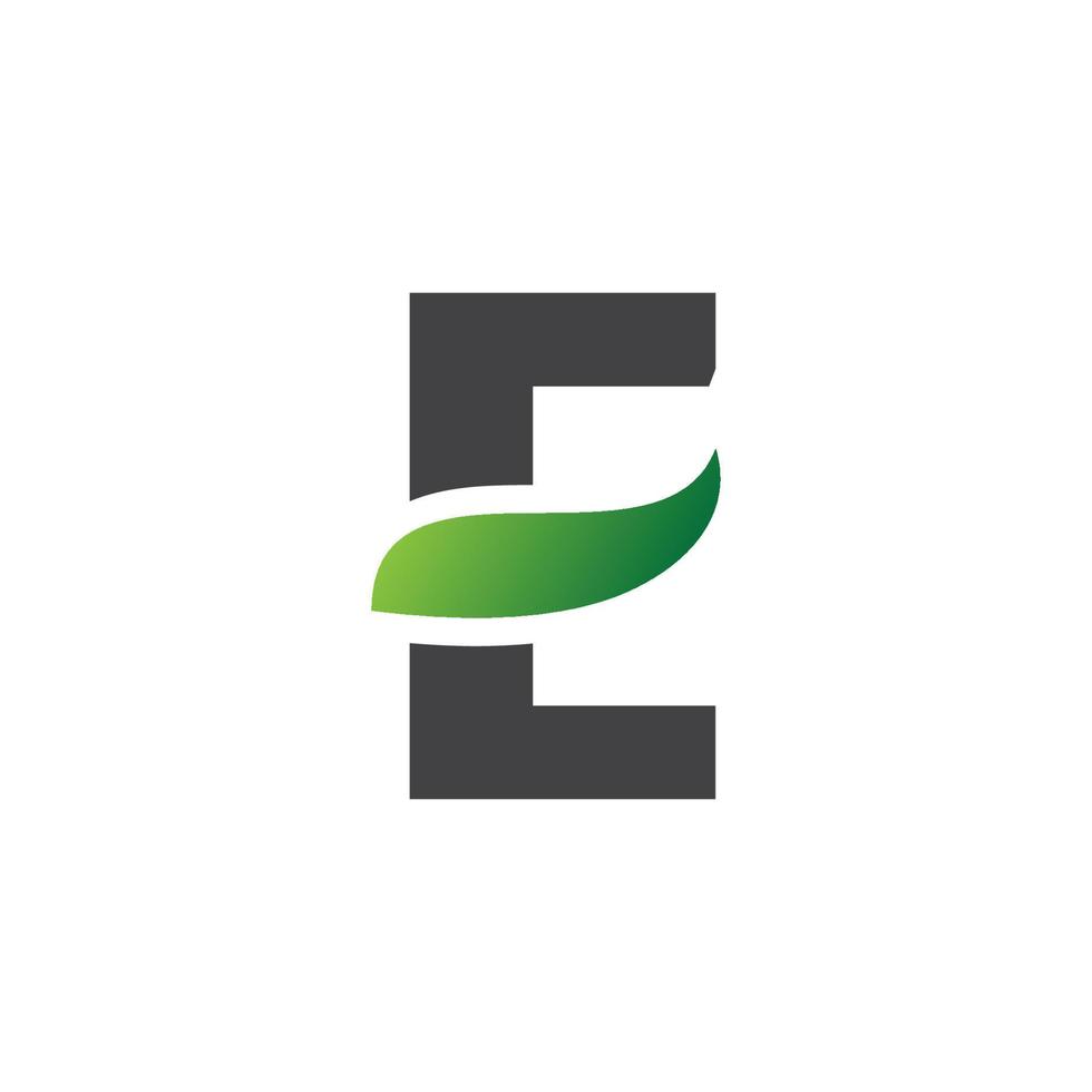 lettera e alfabeto naturale verde icone foglia logo vettore