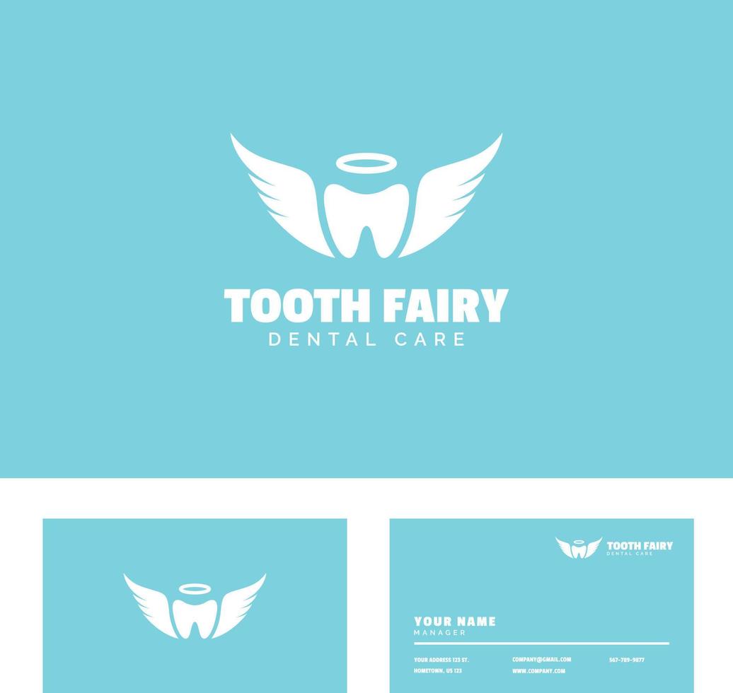 design del logo fatina dei denti carino e giocoso vettore