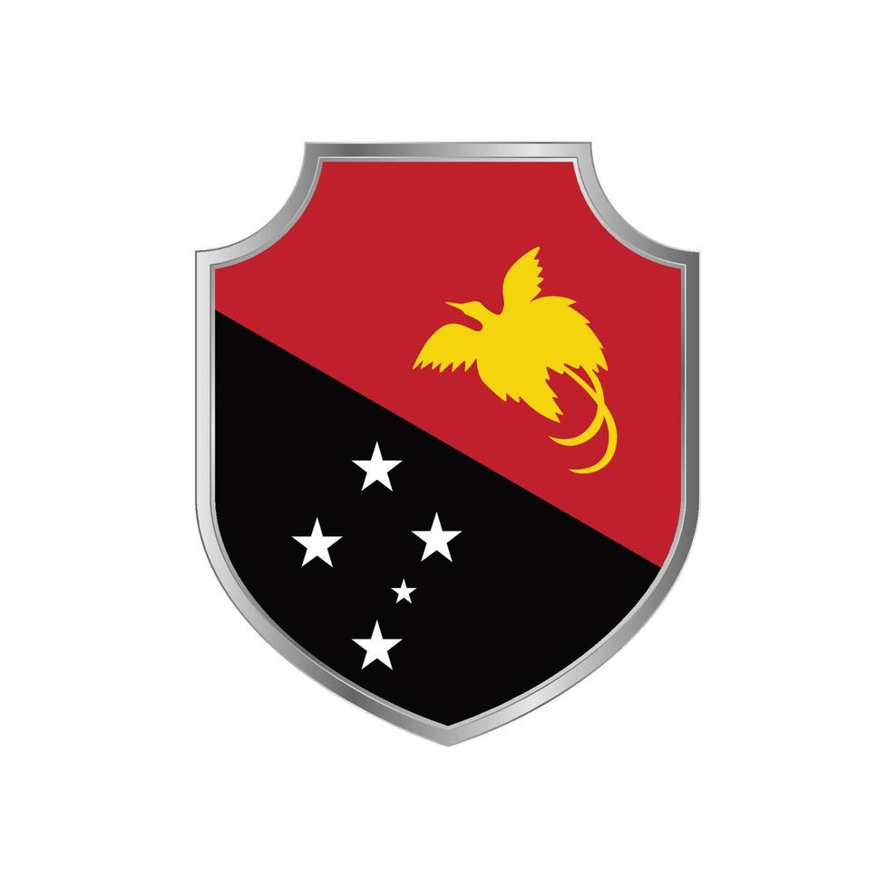 bandiera della papua nuova guinea con cornice in metallo scudo vettore