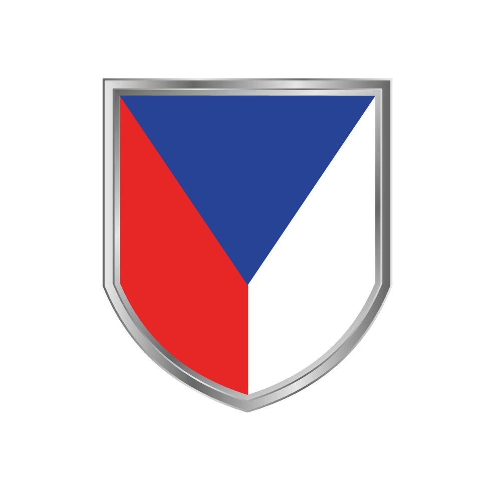 bandiera della repubblica ceca con cornice in metallo scudo vettore