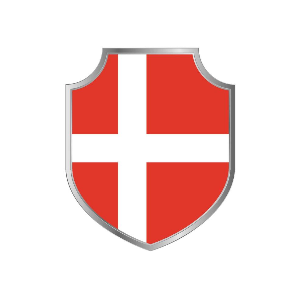 bandiera della danimarca con cornice in metallo scudo vettore