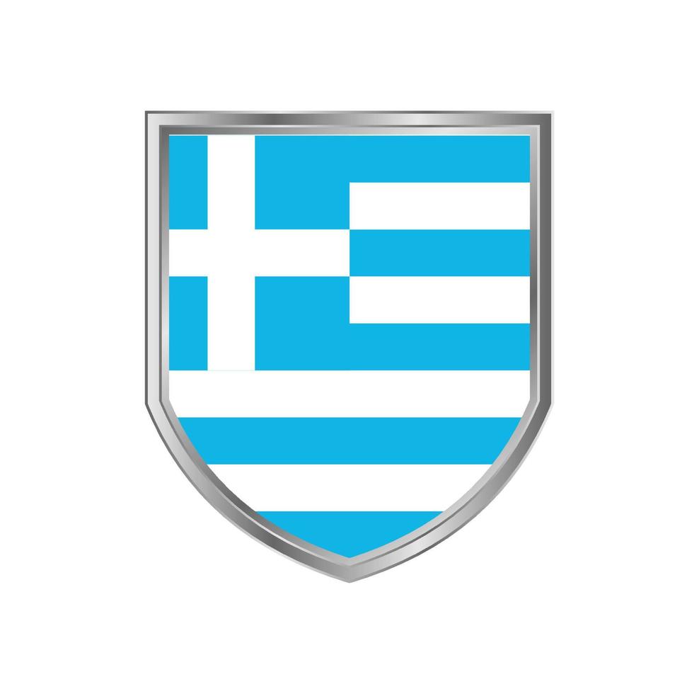 bandiera della grecia con cornice in metallo scudo vettore