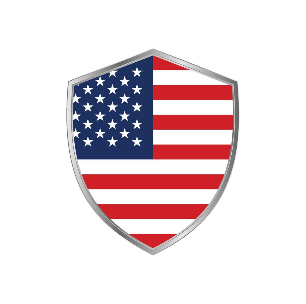 bandiera americana con cornice d'argento vettore