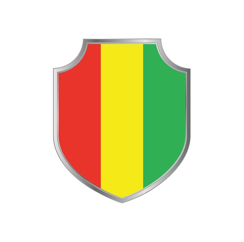 bandiera della guinea con cornice in metallo scudo vettore