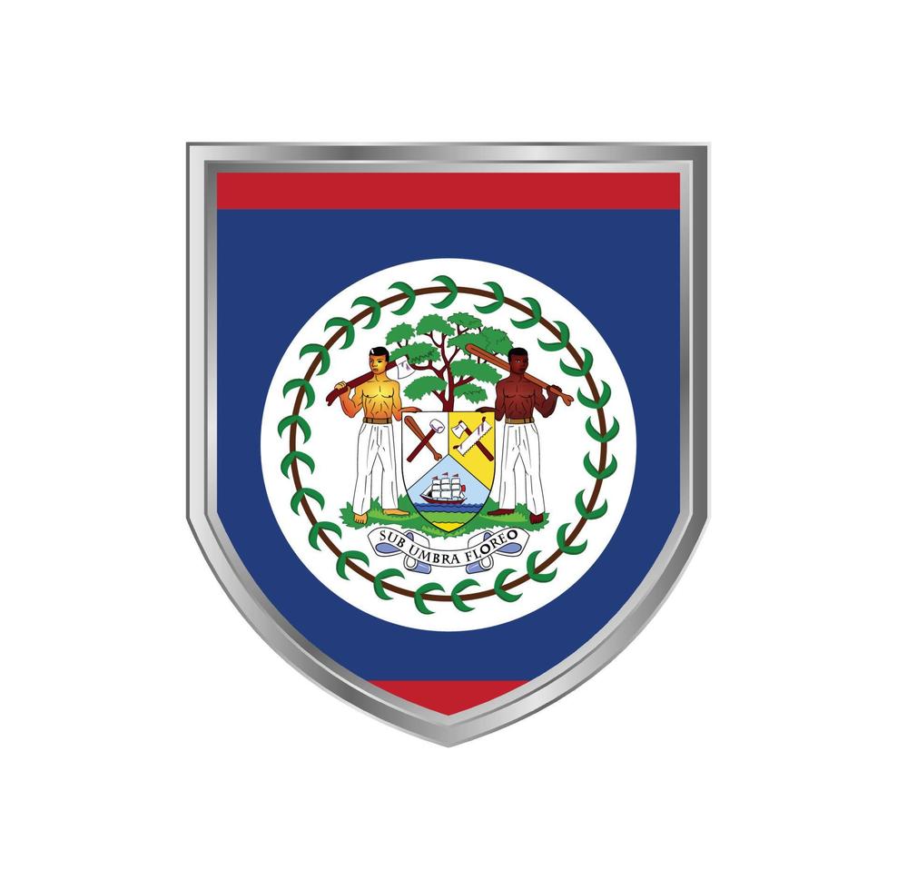 bandiera del belize con cornice in metallo scudo vettore