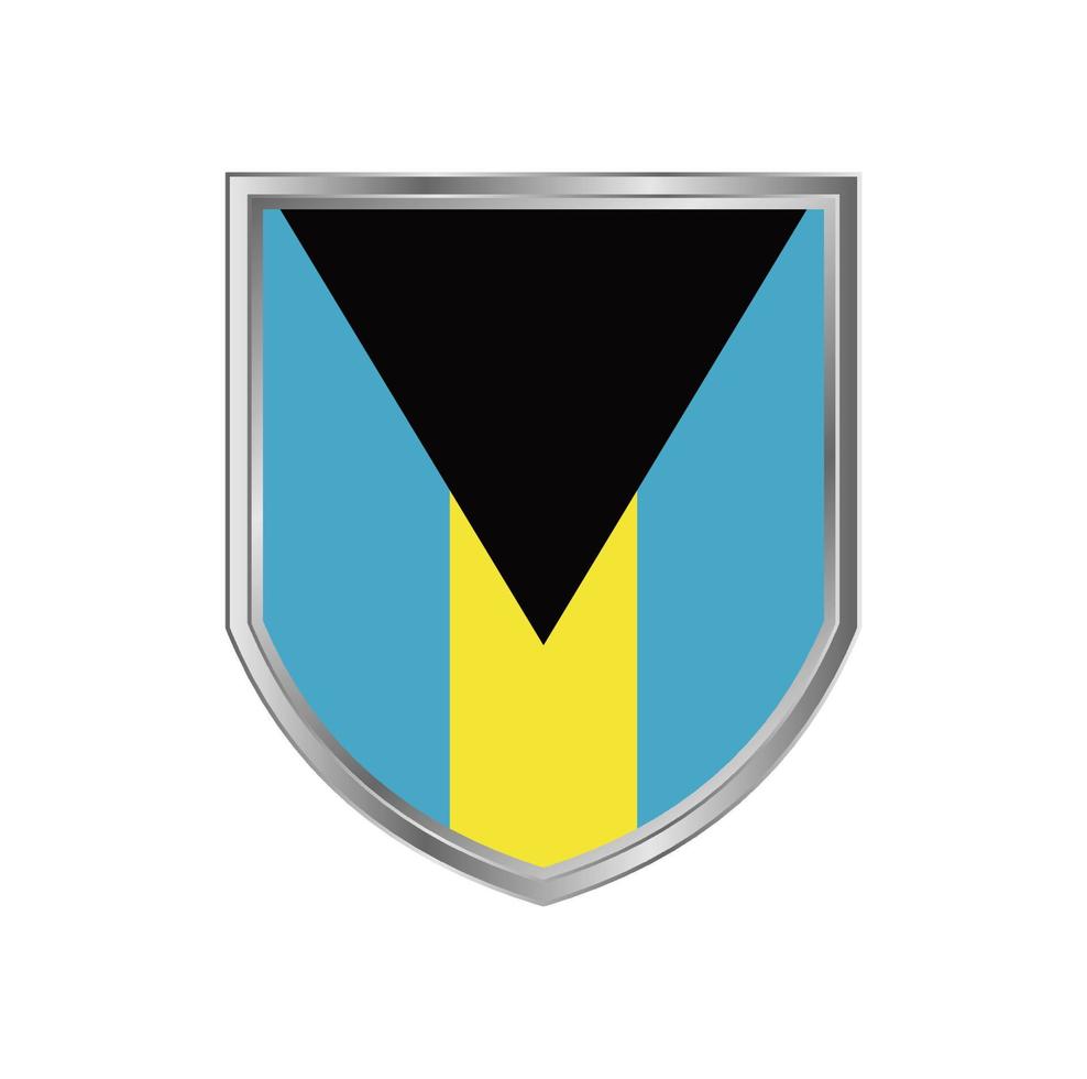 bandiera delle Bahamas con cornice in metallo scudo vettore