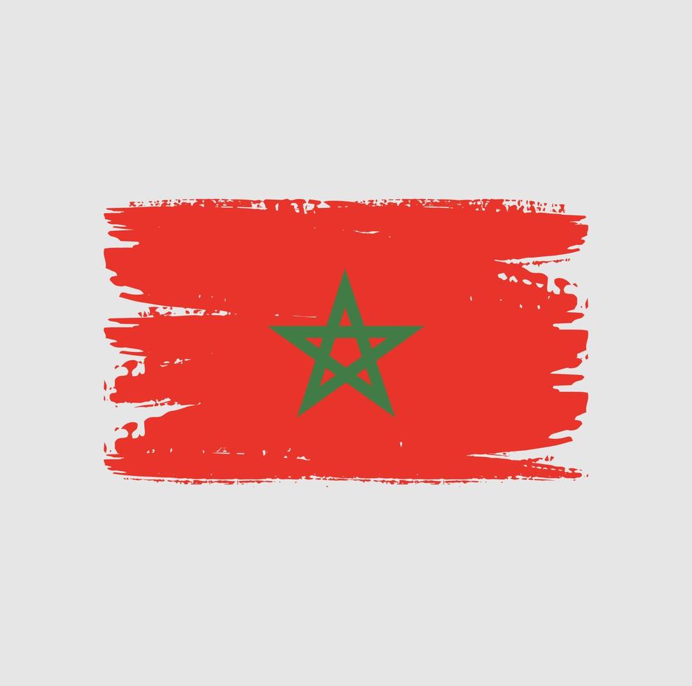 bandiera del marocco con stile pennello vettore