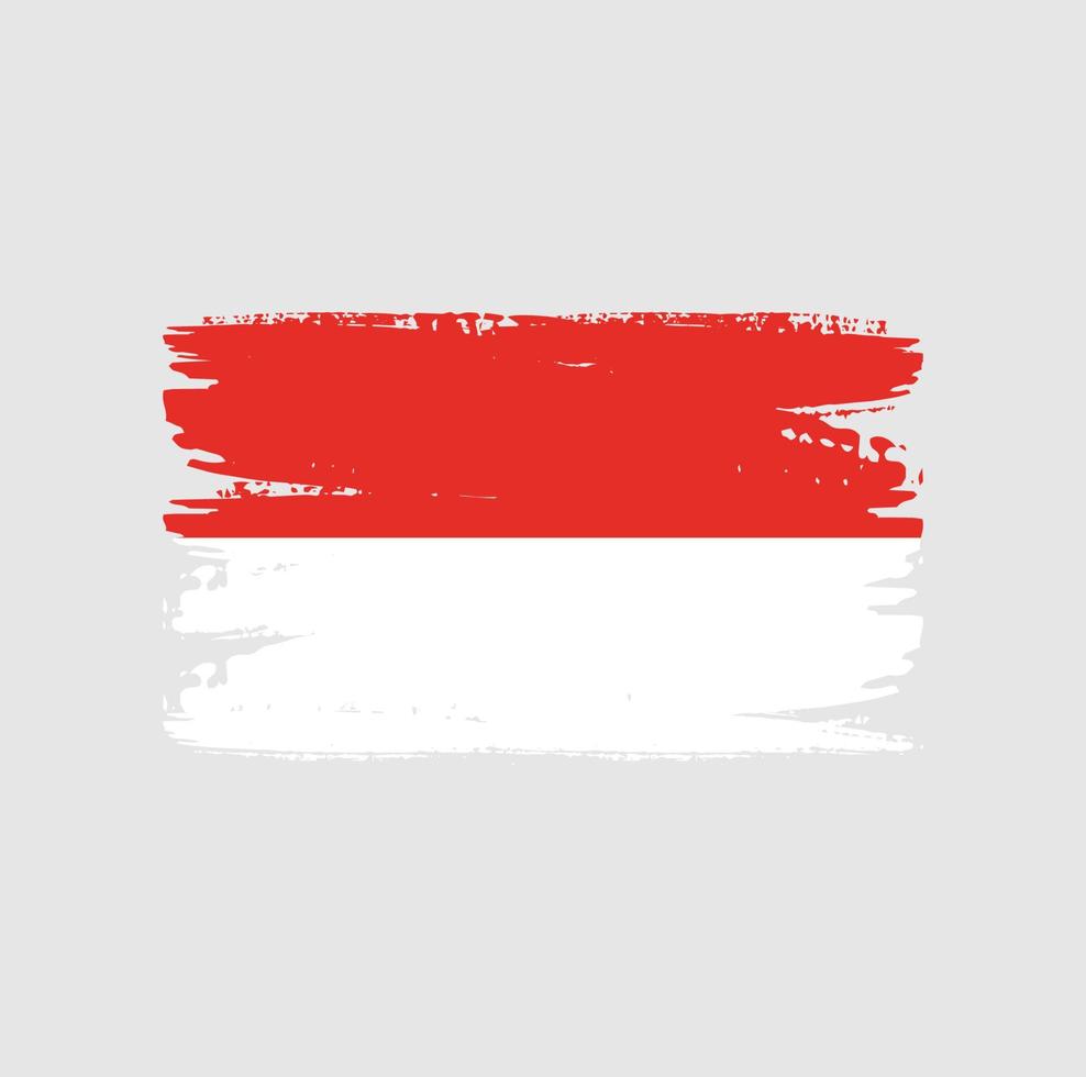 bandiera dell'indonesia o monaco con stile pennello vettore