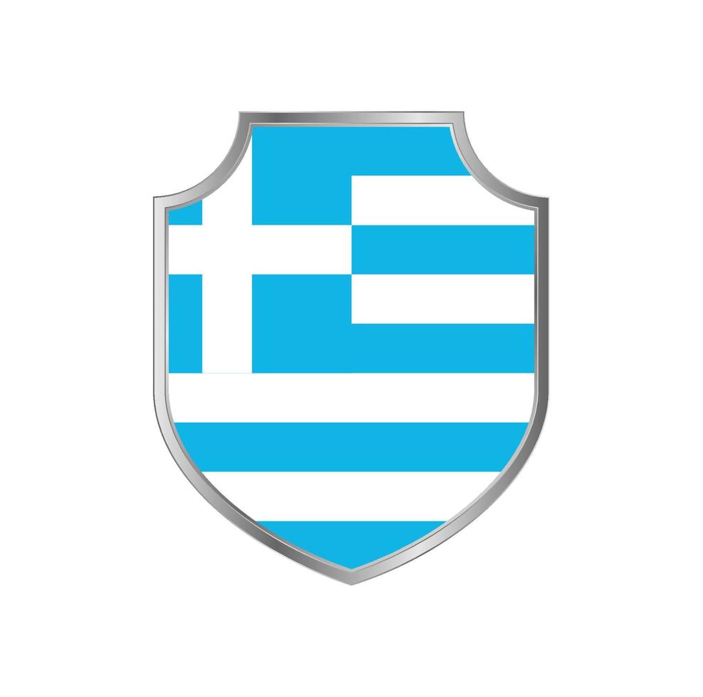 bandiera della grecia con cornice in metallo scudo vettore