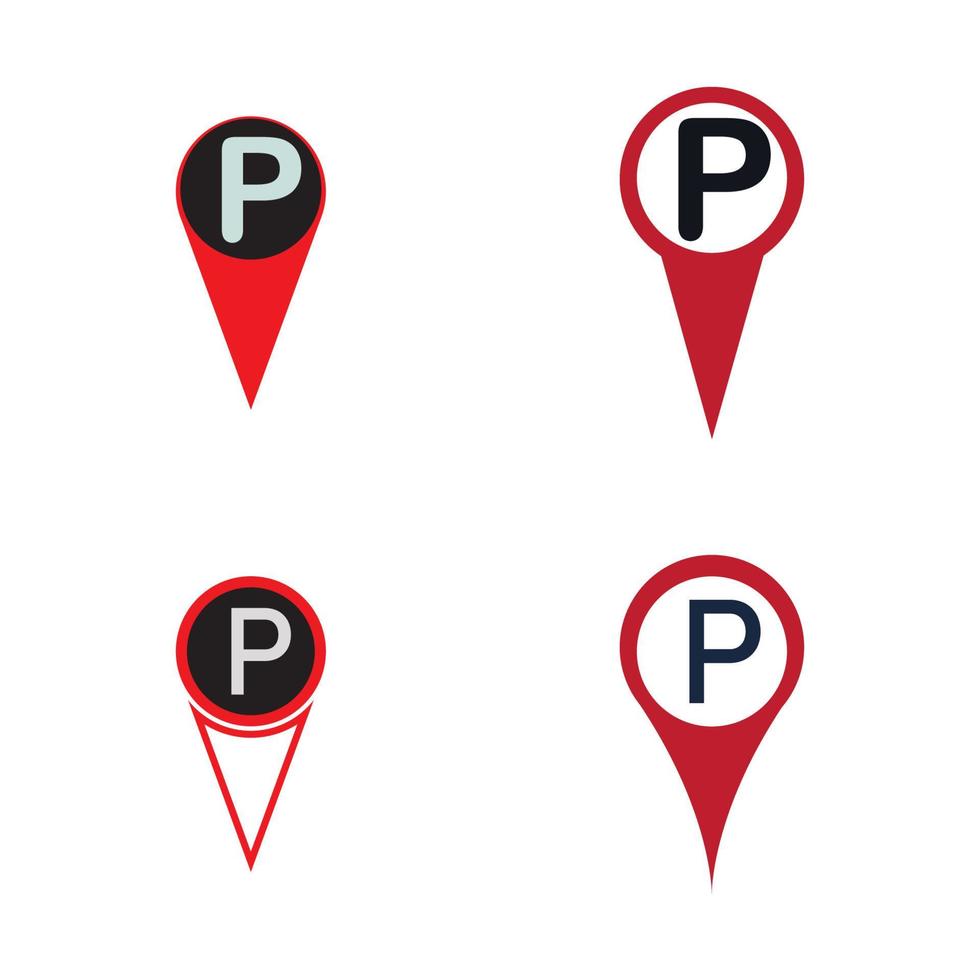 modello di progettazione dell'illustrazione dell'icona di vettore del perno di posizione del parcheggio