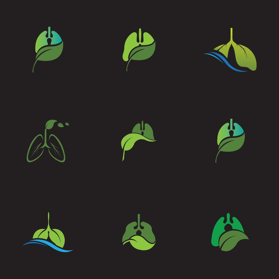 modello di progettazione dell'illustrazione del logo di vettore dei polmoni verdi, questo logo con la foglia.