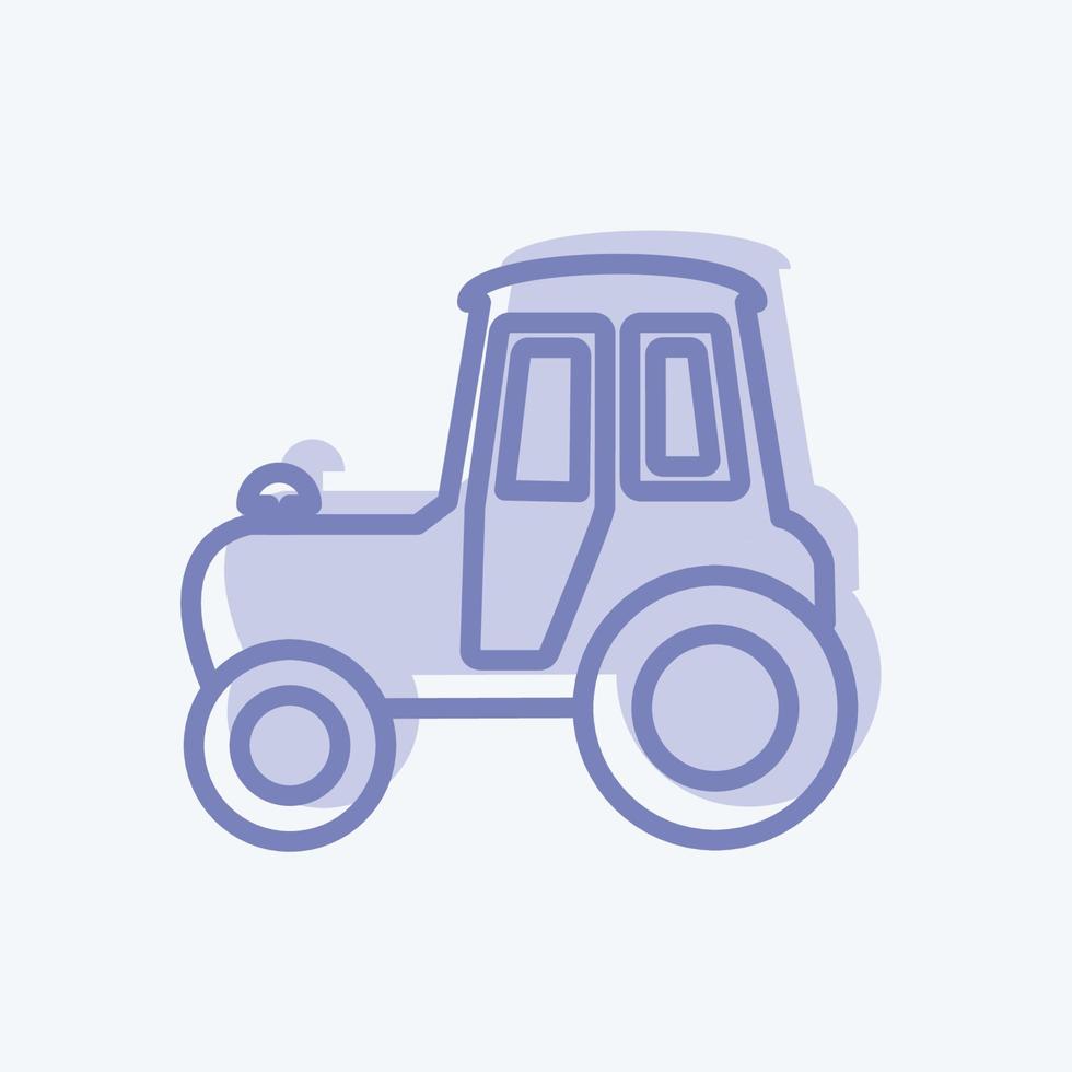 icona del trattore in stile bicolore alla moda isolato su sfondo blu morbido vettore