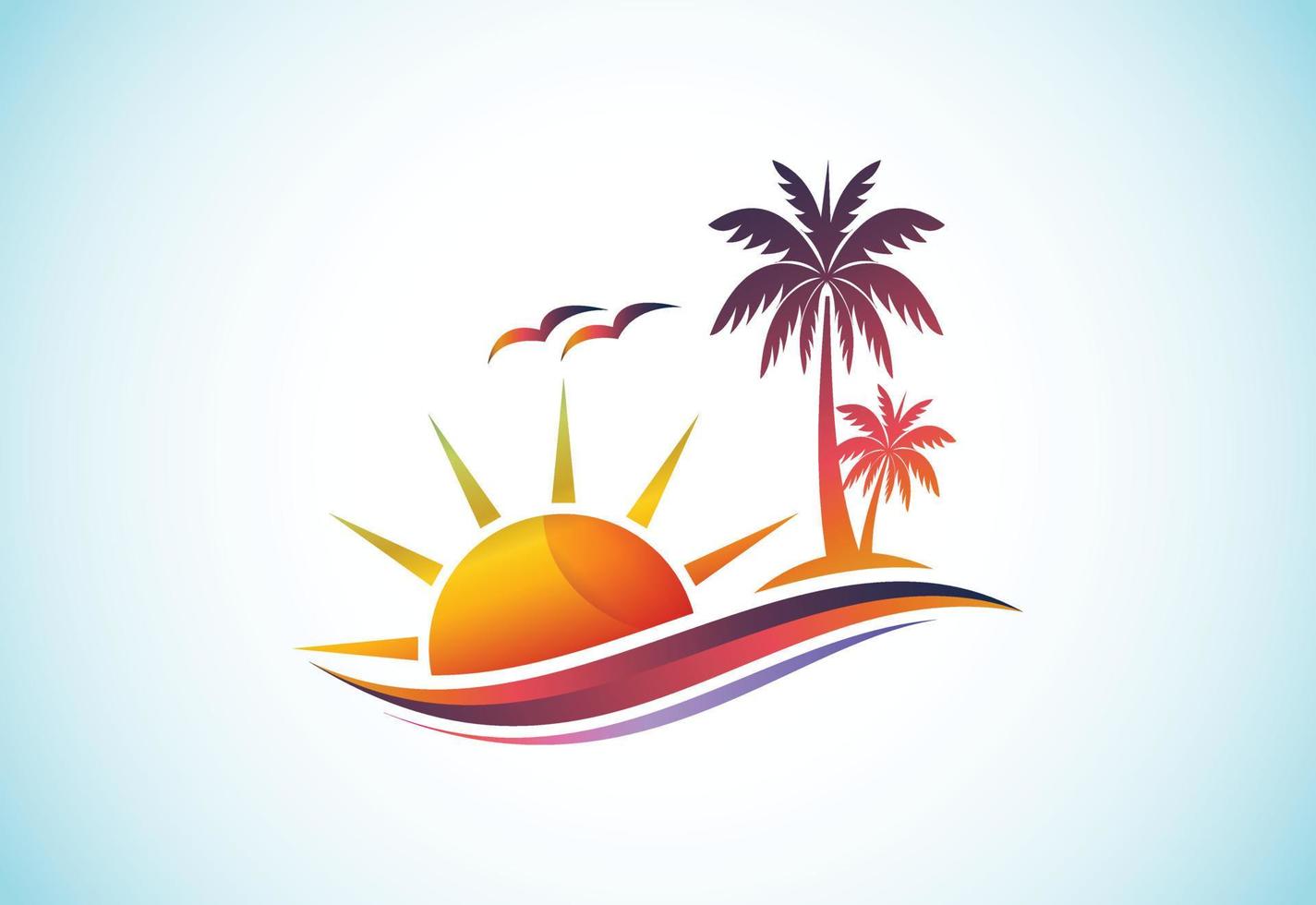 design del logo della spiaggia tropicale unico e moderno semplice vettore