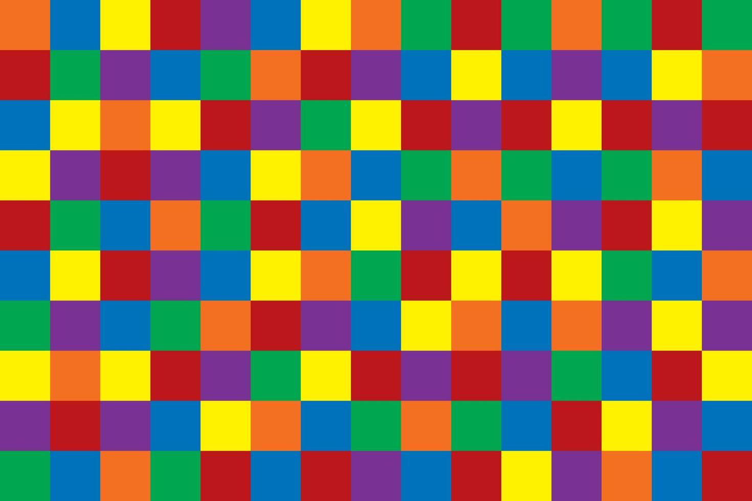 motivo astratto a blocchi con forma quadrata geometrica. Molte linee di colore con colori primari sono blu, rosso, giallo. i colori secondari sono viola, arancione, verde. illustrazione vettoriale. vettore