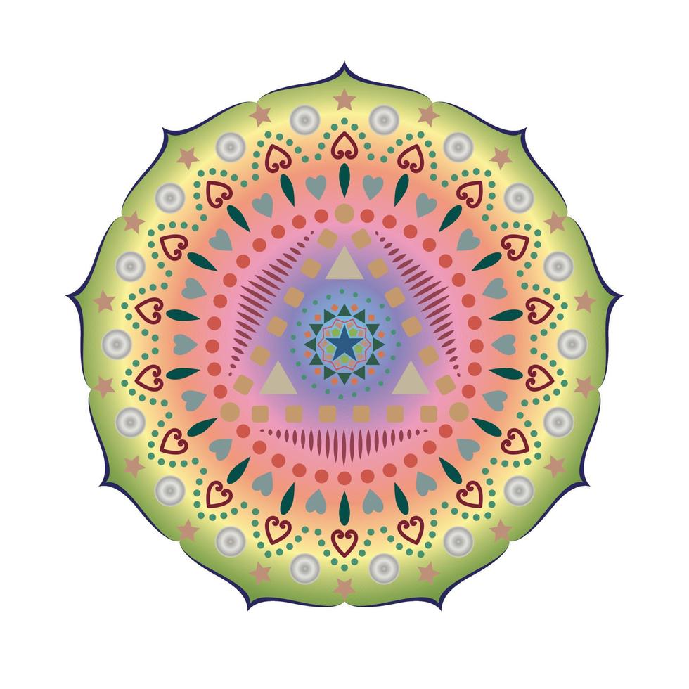 arte mandala con motivo geometrico colorato. illustrazione vettoriale. vettore