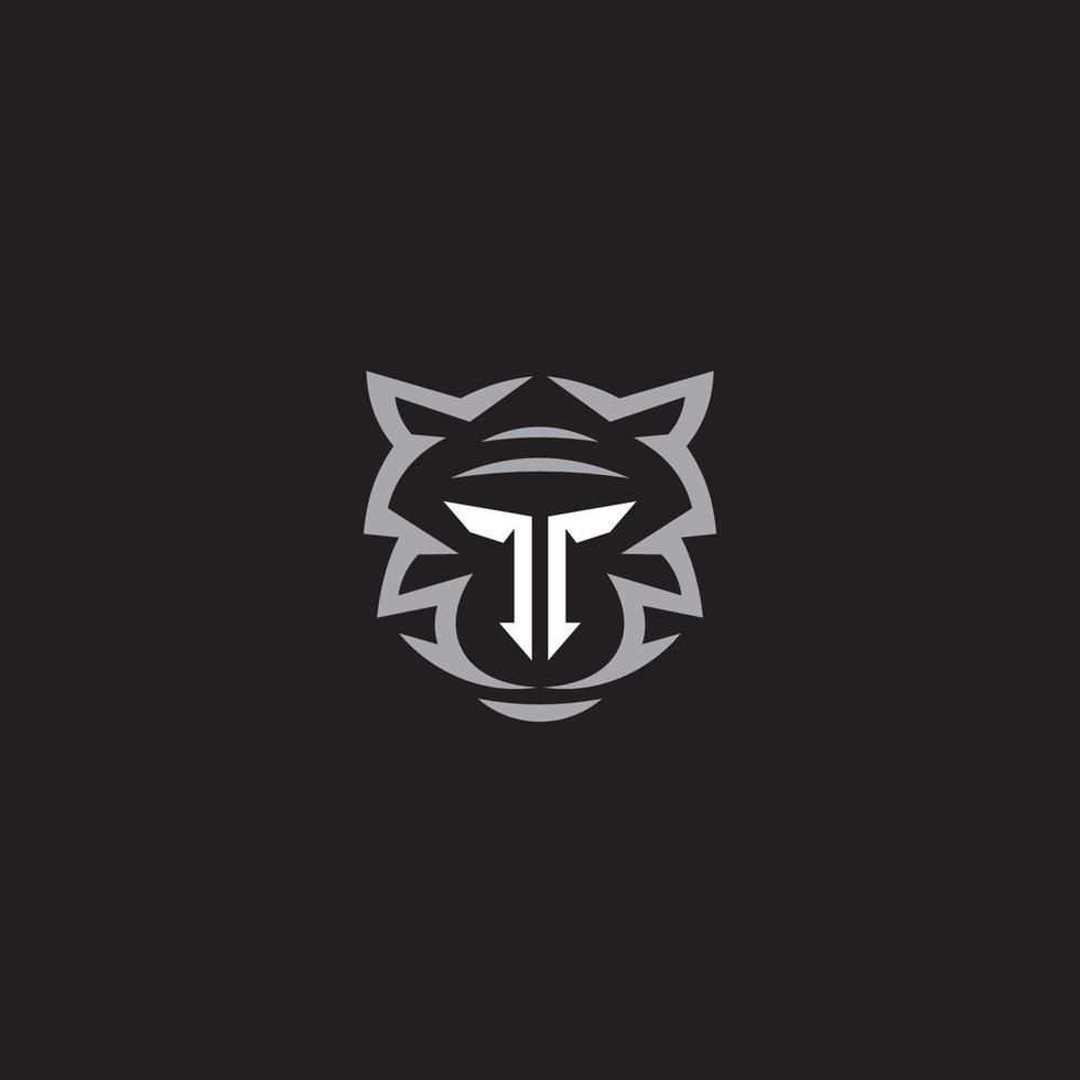lettera t e logo della tigre o disegno dell'icona vettore