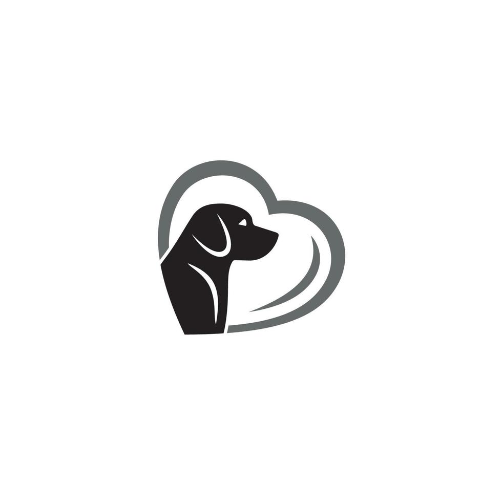 logo o icona del cane e del cuore vettore