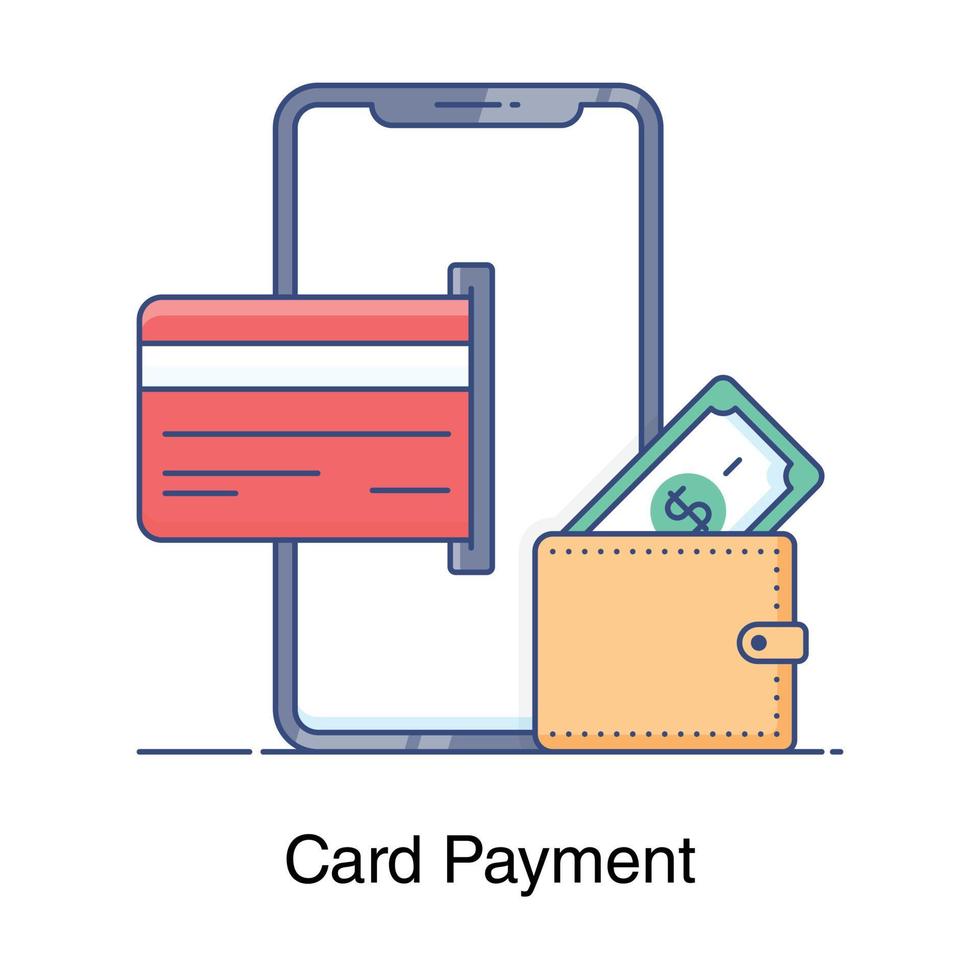icona di pagamento sicuro con carta icona di mobile banking in stile piatto vettore