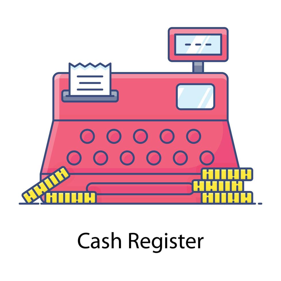 contanti fino fattura registratore di cassa disegno vettoriale piatto