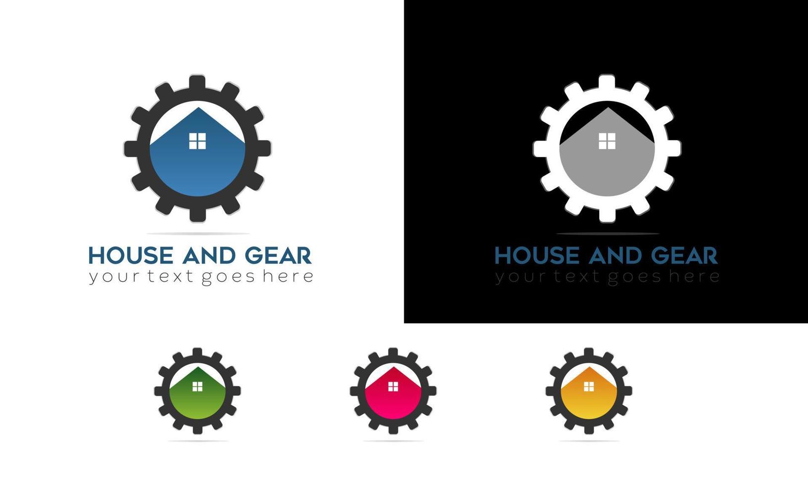 concetto di vettore di progettazione del modello di logo della casa e dell'ingranaggio