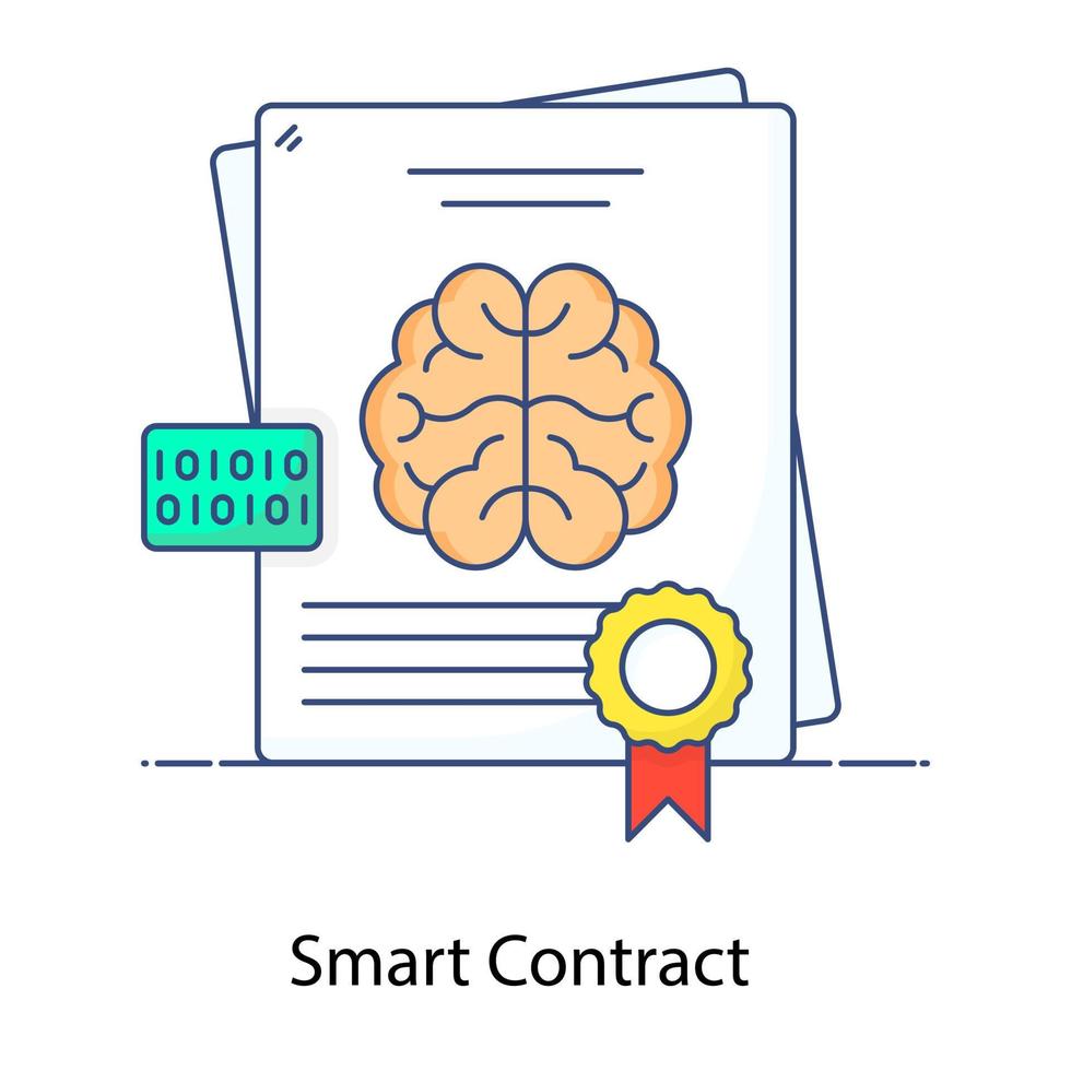 un'icona di contratto intelligente piatto vettore di insediamento