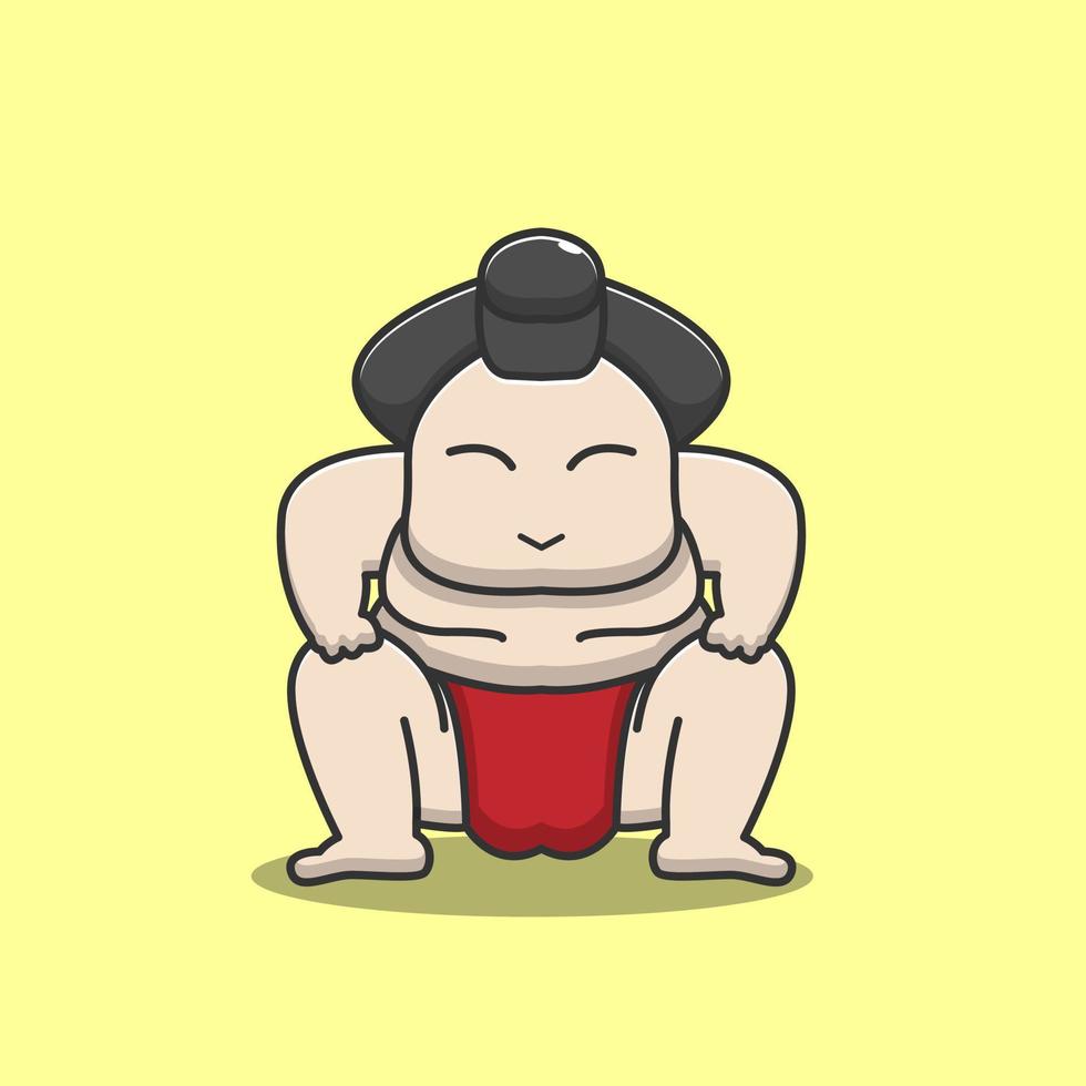 simpatica illustrazione vettoriale di sumo chibi
