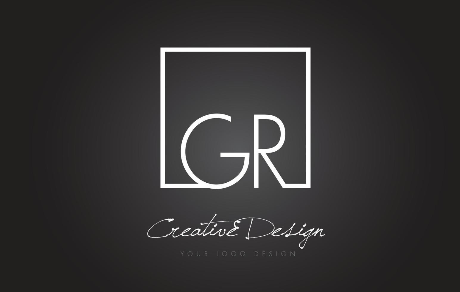 gr logo design lettera cornice quadrata con colori bianco e nero. vettore