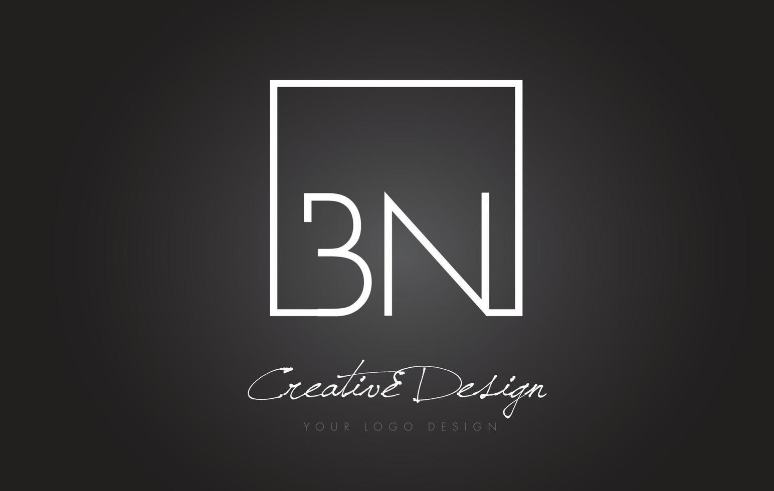 bn design del logo della lettera con cornice quadrata con colori bianco e nero. vettore