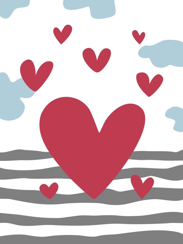 una raccolta di illustrazioni a forma di cuore progettate in stile doodle per i temi di San Valentino. vettore