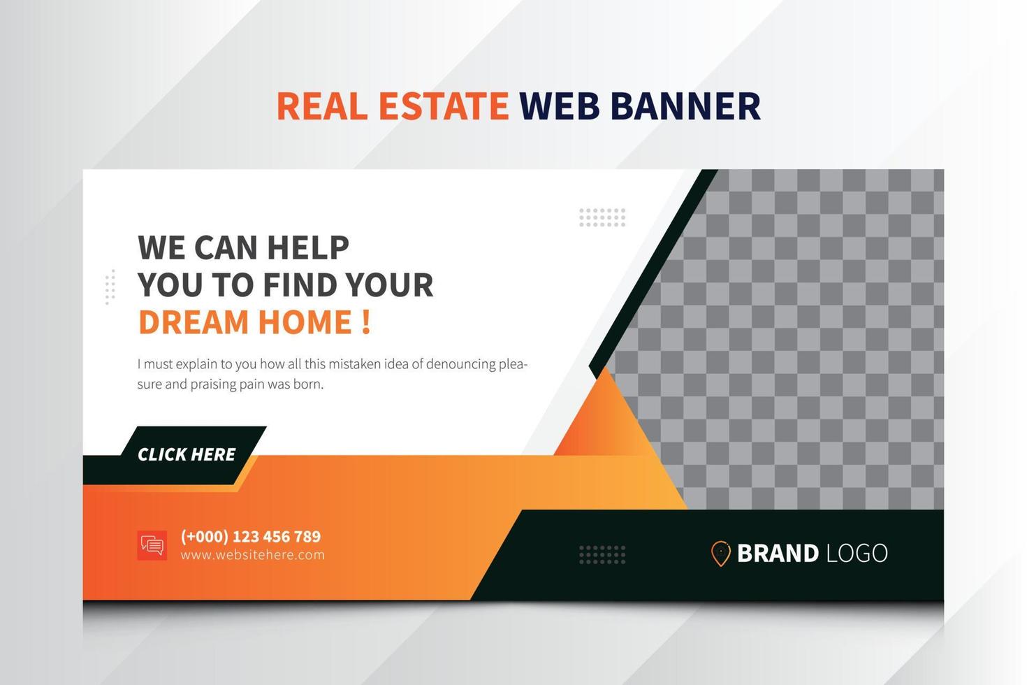 bandiera immobiliare. progettazione di banner web. modello di banner online per siti Web per attività immobiliari vettore