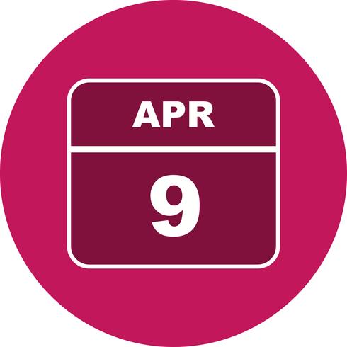 9 aprile Data su un calendario per un solo giorno vettore