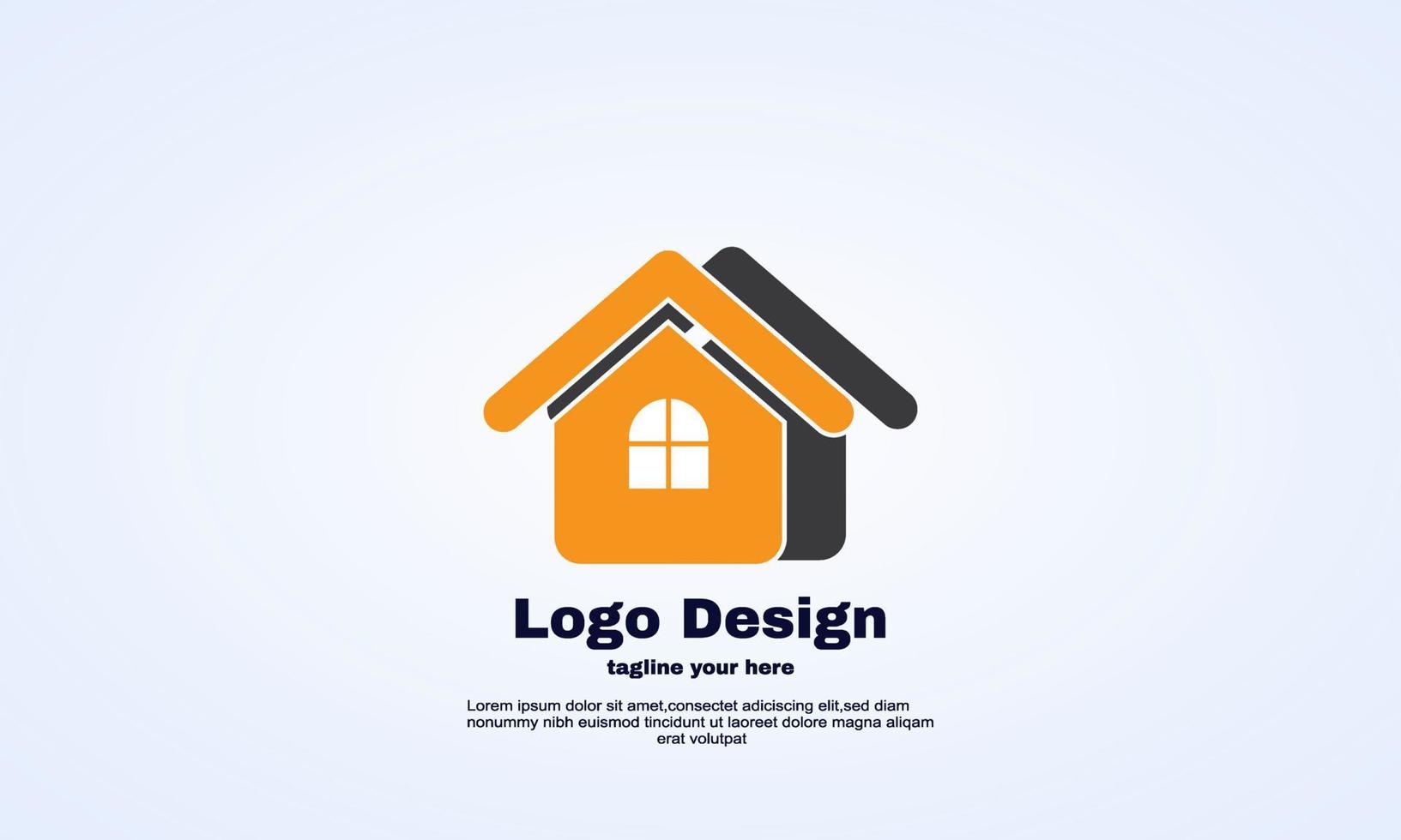 impressionante logo astratto design immobiliare colore marrone arancione modello vettoriale