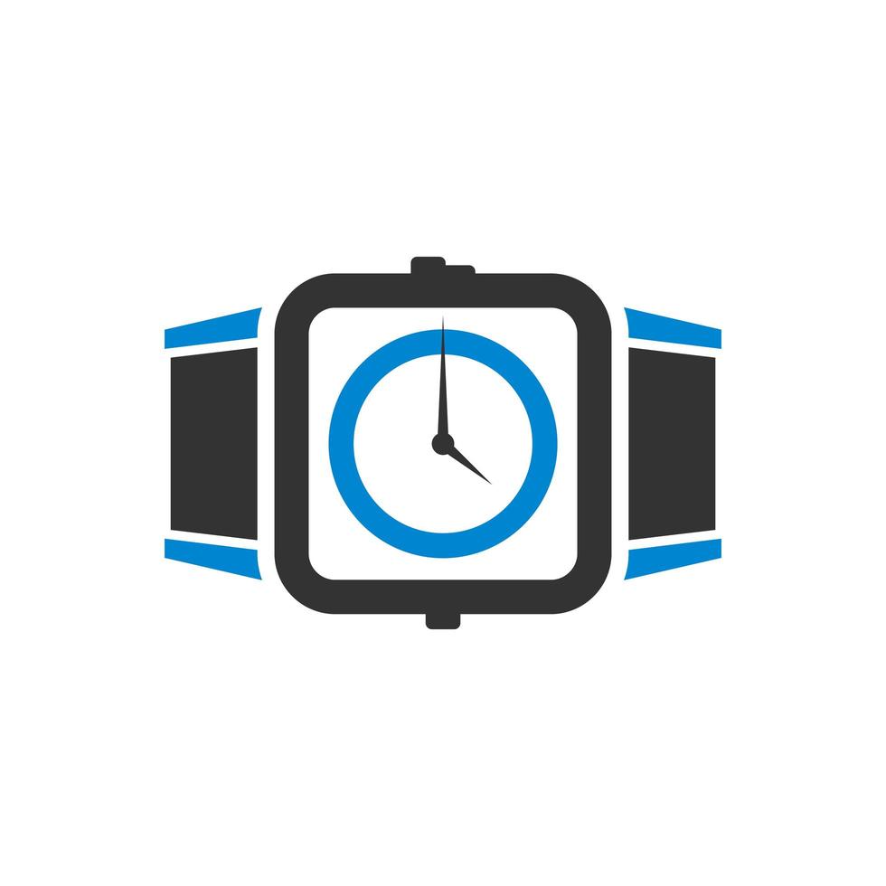 design del logo della tecnologia dell'orologio vettore