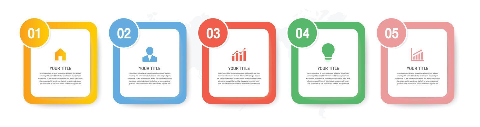 cinque modelli di infografica timeline. modello di infografica aziendale di presentazione con 5 opzioni vettore
