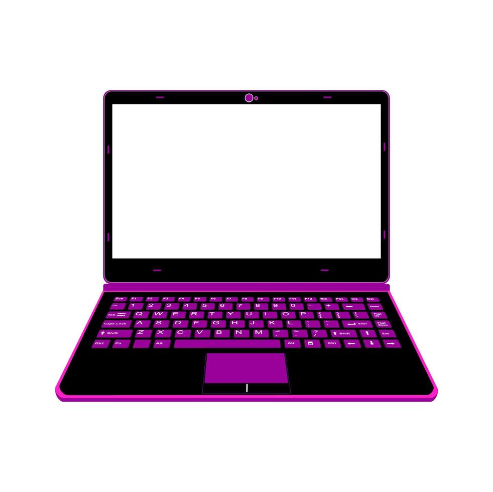 illustrazione vettoriale realistica del laptop in colore nero e viola