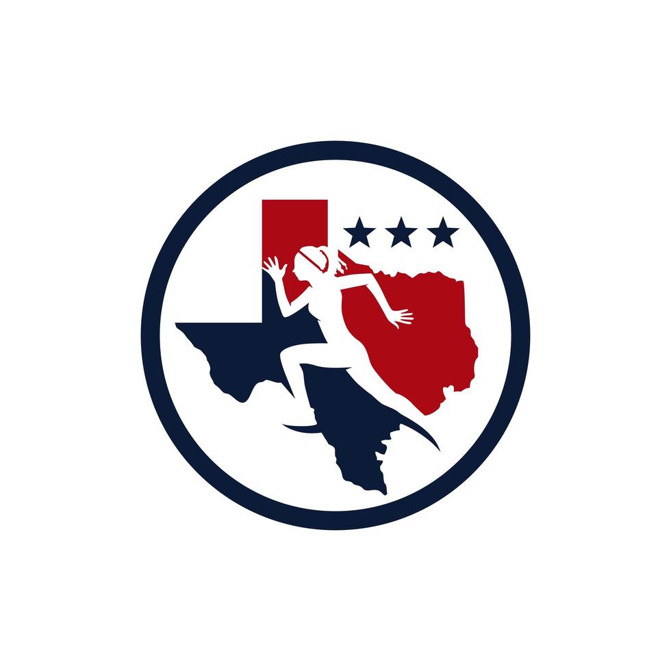 logo sportivo di corsa maratona in texas vettore